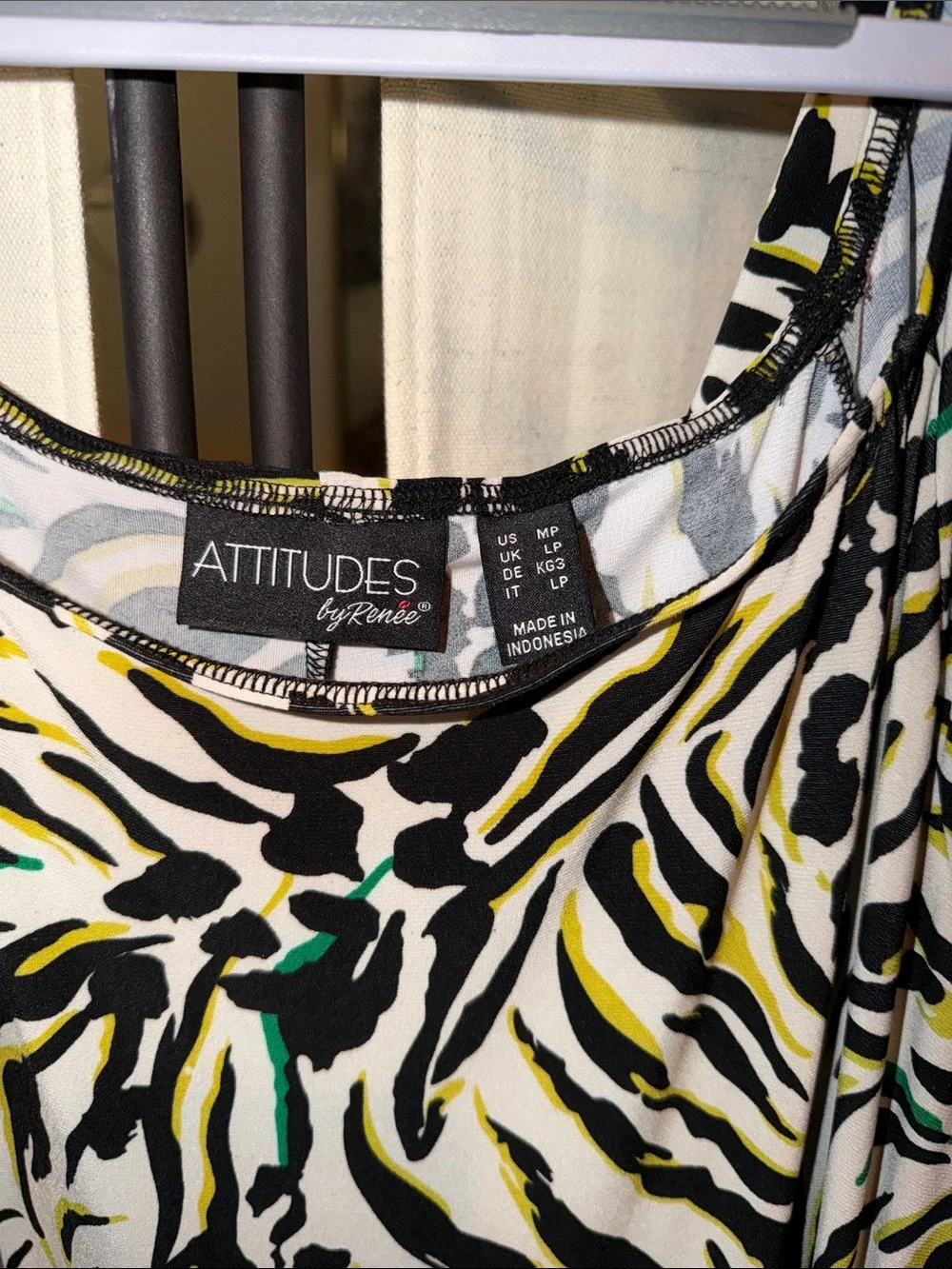 Attitudes Zebra-Print Maxi Dress with Black, Green & Yellow Accent